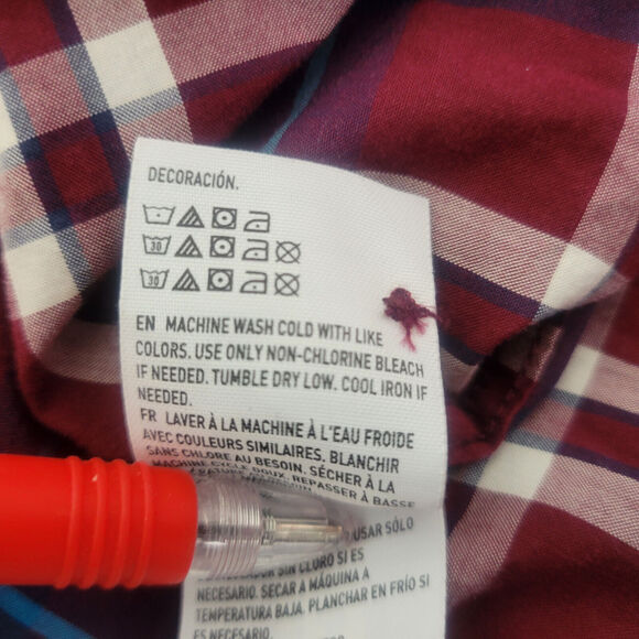 American Eagle Shirt Mens Large Red Plaid Classic Fit Long Sleeve Button Down - Picture 10 of 12